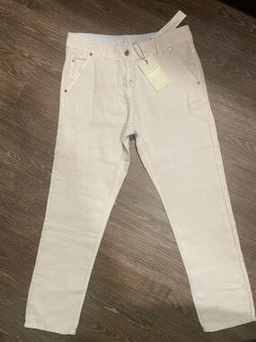 Poetry Cream Linen straight leg Jeans